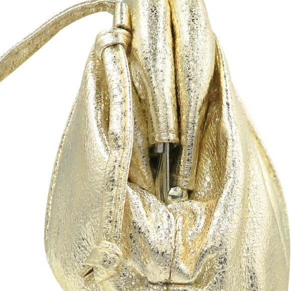 Women Cloud-Shaped Dumpling Bag Metallic Ruched Crossbody Cell Phone - Picture 3 of 7